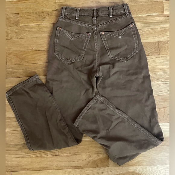 Reformation Cowboy Pointed Pocket High Rise Straight Jeans Brown - Picture 8 of 8